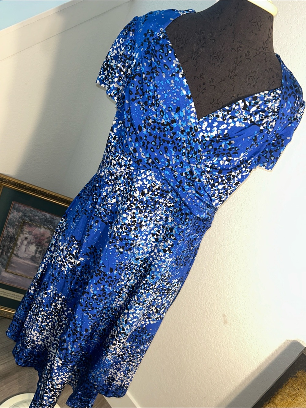 Leota Royal Blue Printed Midi Dress